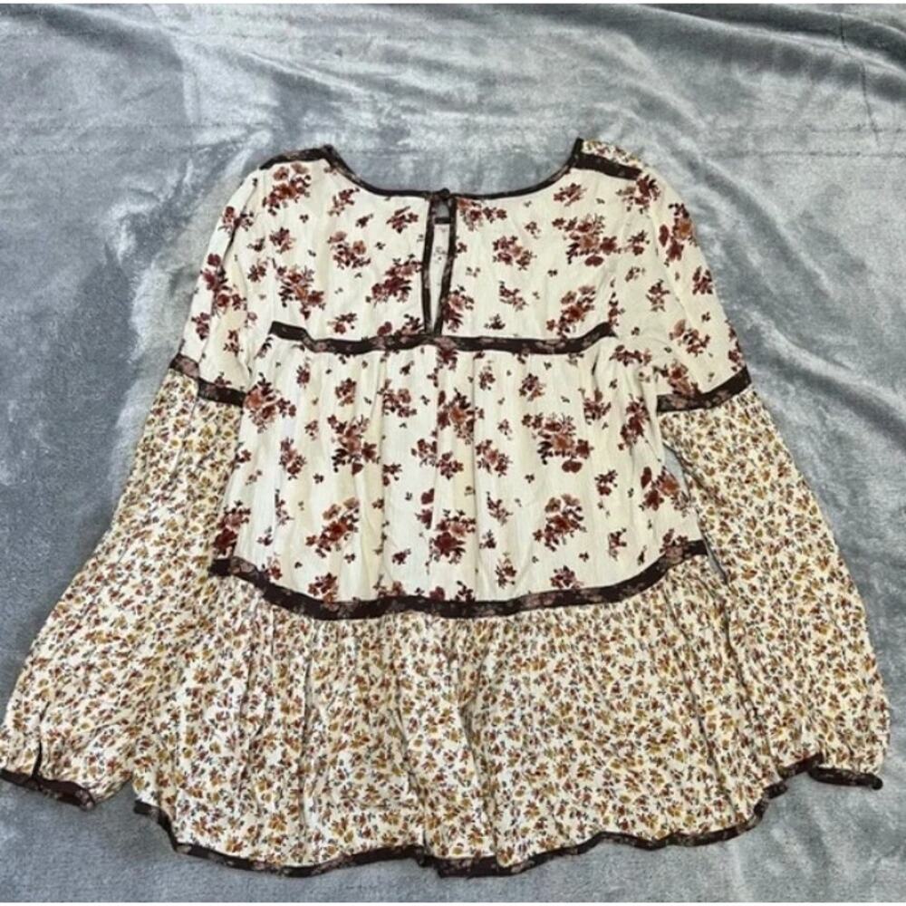 American Eagle Peasant Boho Style Top Floral Print Size S